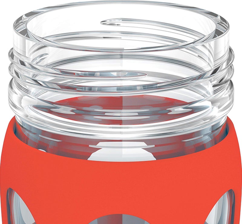 Lifefactory 22-Ounce BPA-Free Glass Water Bottle with Classic Cap and Protective Silicone Sleeve, Poppy - Image 1